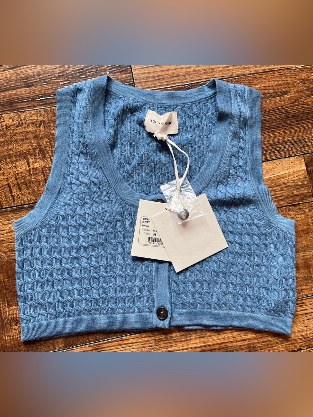 Loulou Studio Blue Knit Button-Front Vest